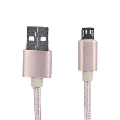 Cable De Carga Rápida Y Datos USB A Micro USB Reforzado En Nailon Dorado 1 m 18W