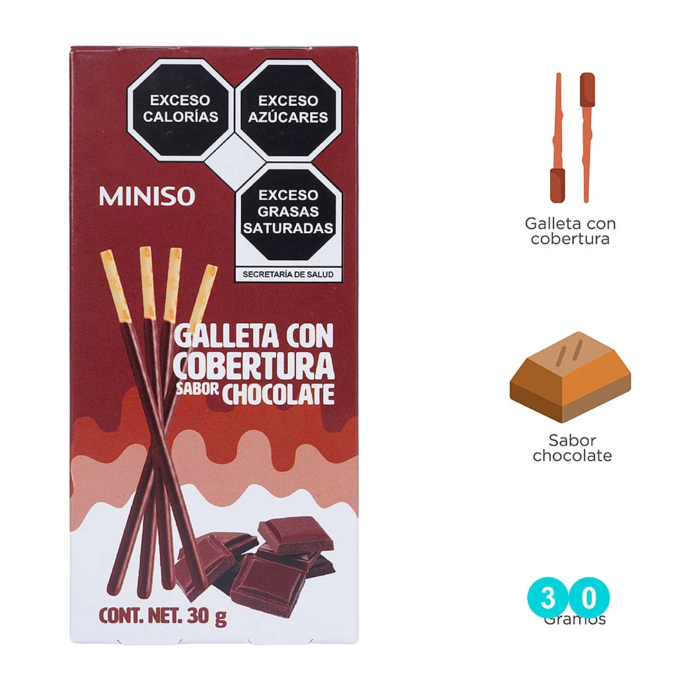 Palitos De Galleta Cubiertos Con Crema De Chocolate, 30 g