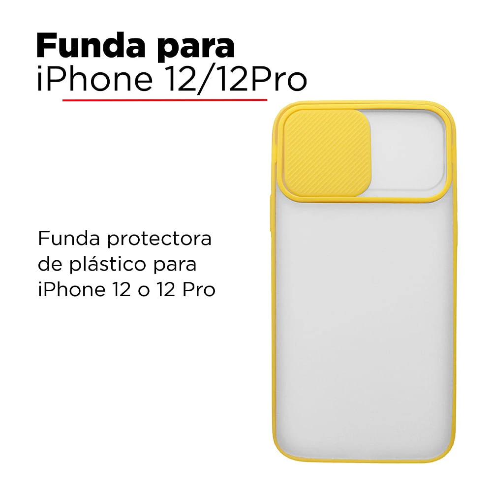 Funda Para Iphone 12/12 Pro Con Cubierta Deslizante Amarilla