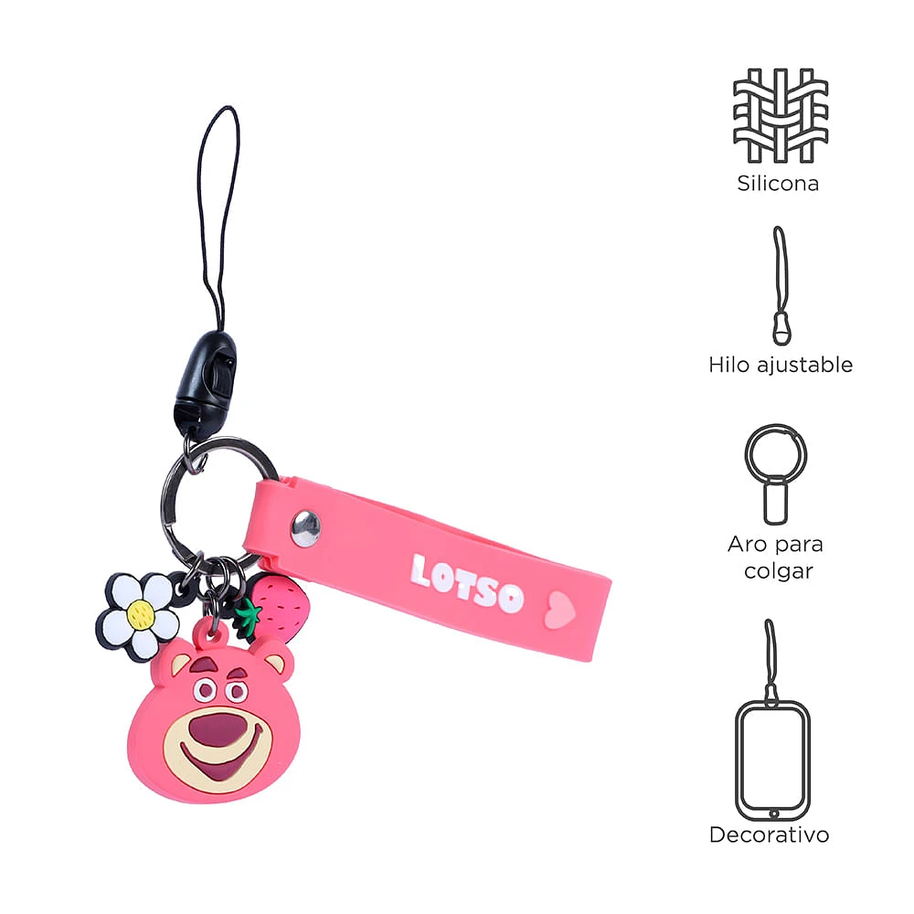 Accesorio Decorativo Para Celular Toy Story Lotso Disney Silicona Rosa 15 cm