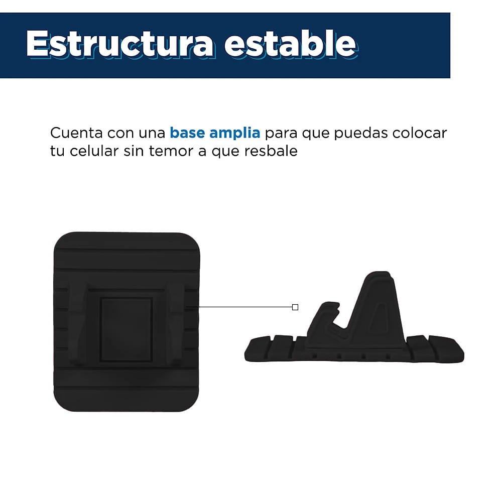 Soporte Para Celular De Escritorio Silicona Negro 10.8x8.8x4 cm