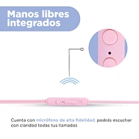 Audífonos De Cable In-Ear Metálicos, Rosa