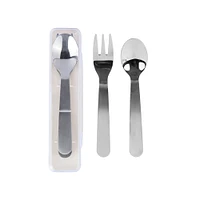 Kit De Cubiertos Con Estuche Acero Inoxidable Blanco 12.5 cm 2 Piezas