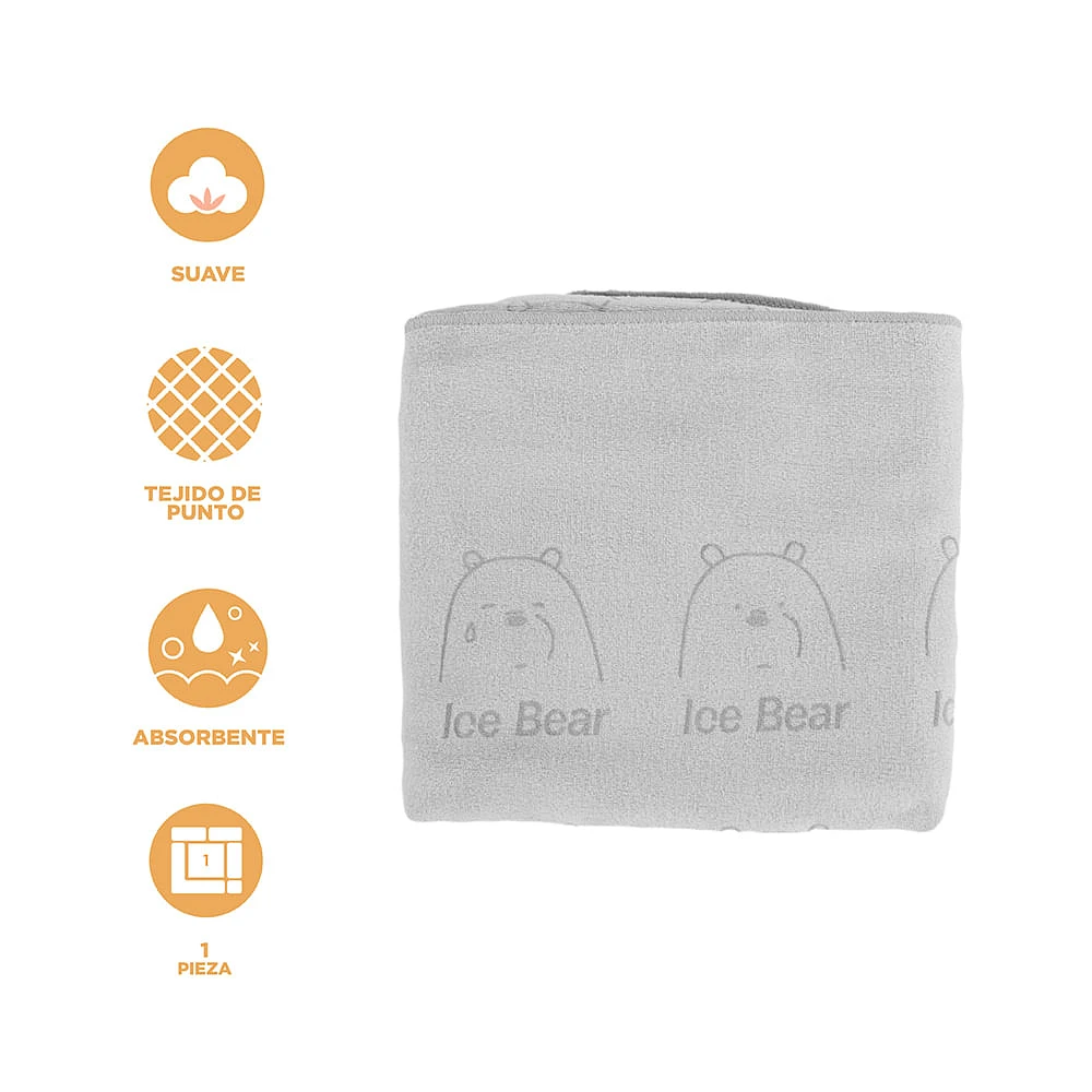 Toalla De Baño We Bare Bears Polar Microfibra Gris 140x70 cm