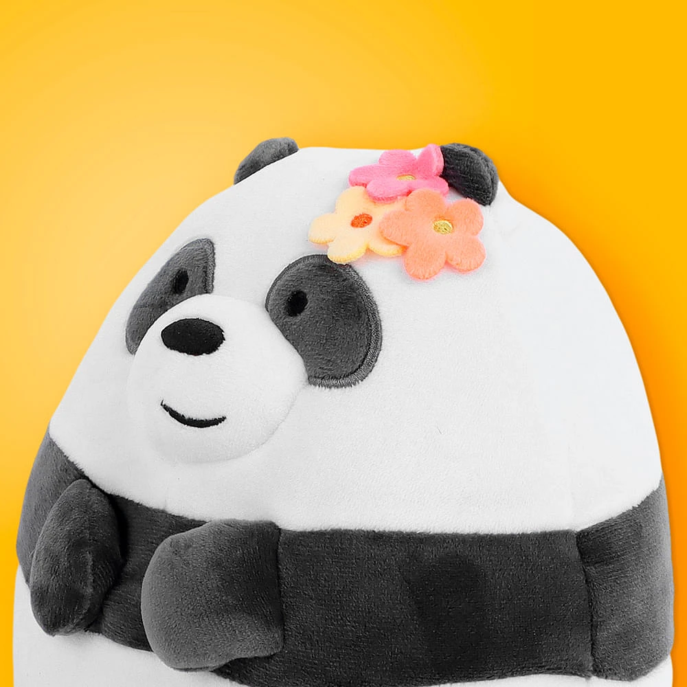 Peluche We Bare Bears Panda Con Adorno Floral Felpa 20x20 cm