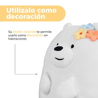 Peluche We Bare Bears Polar Con Adorno Floral Felpa Blanco 20x20 cm