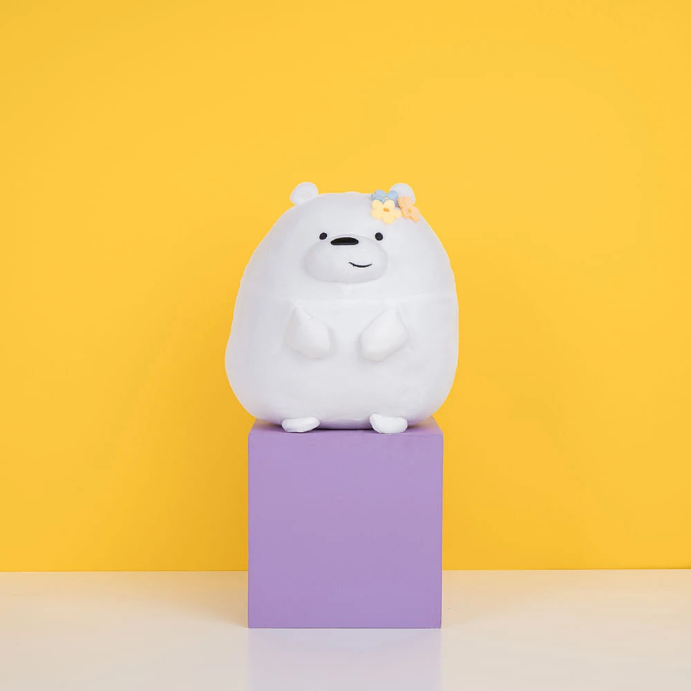 Peluche We Bare Bears Polar Con Adorno Floral Felpa Blanco 20x20 cm