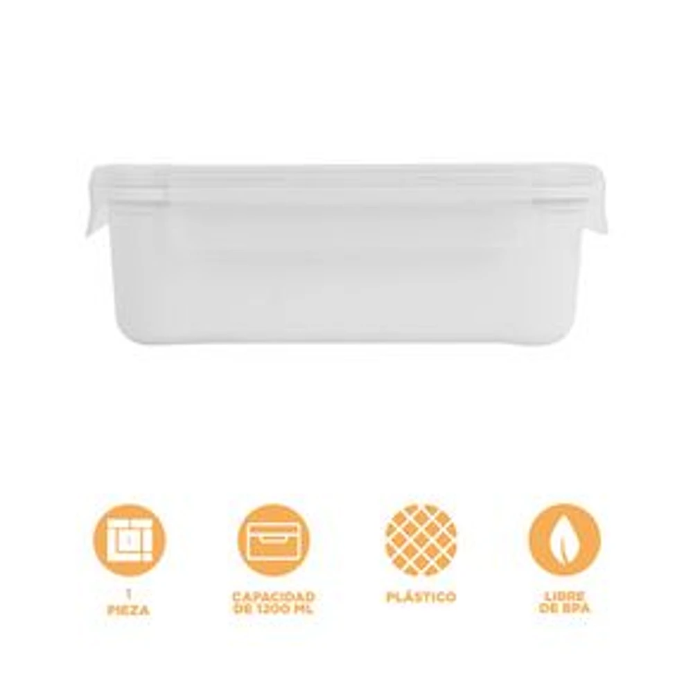 Contenedor De Alimentos En Forma Rectangular Con Cubiertos Plástico 1200 ml