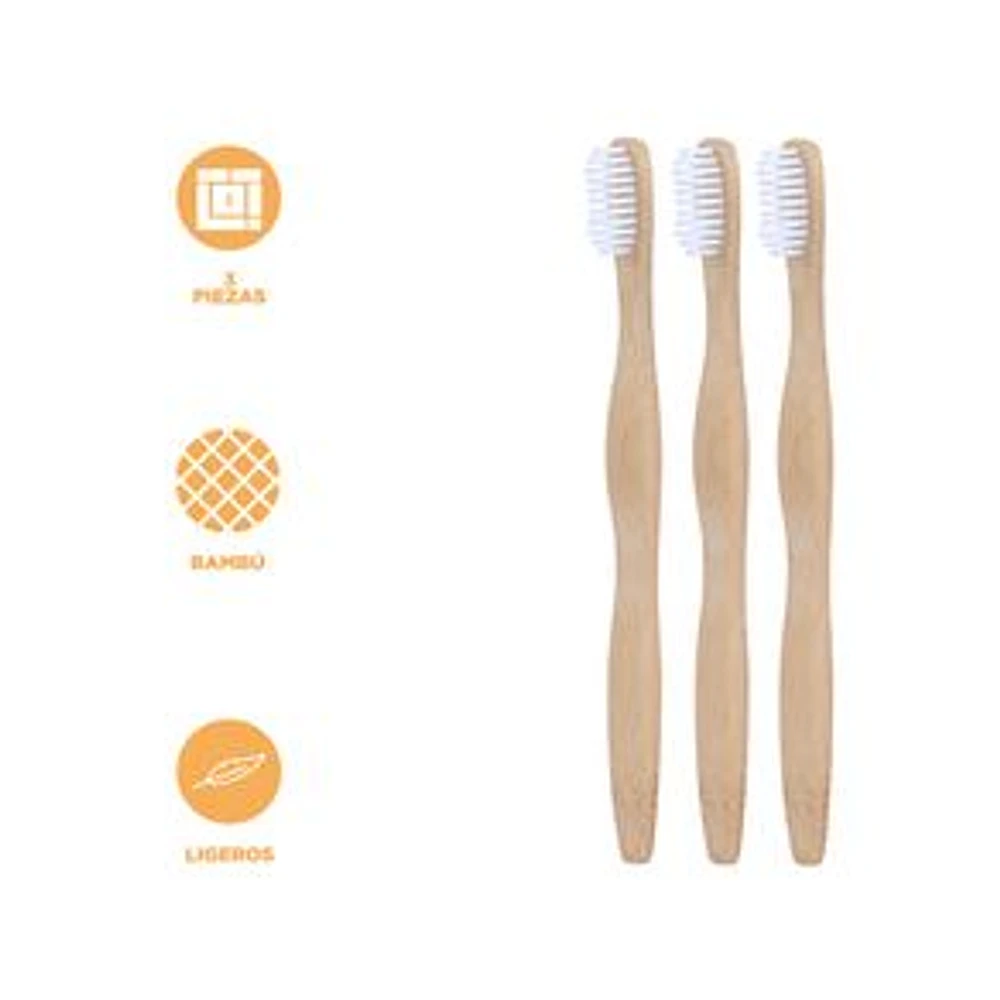 Set Cepillo De Dientes Eco Friendly Bambú 3 Piezas