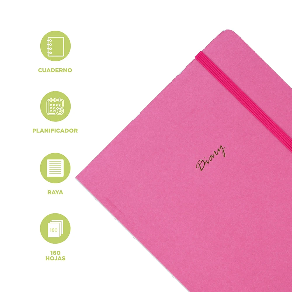 Cuaderno Estampado Planner Mensual Rosa 160 Hojas