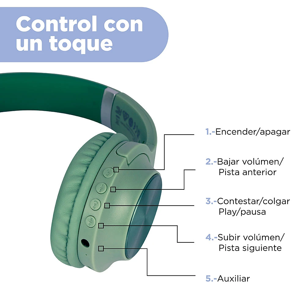 Audífonos De Diadema Inalámbricos Verdes