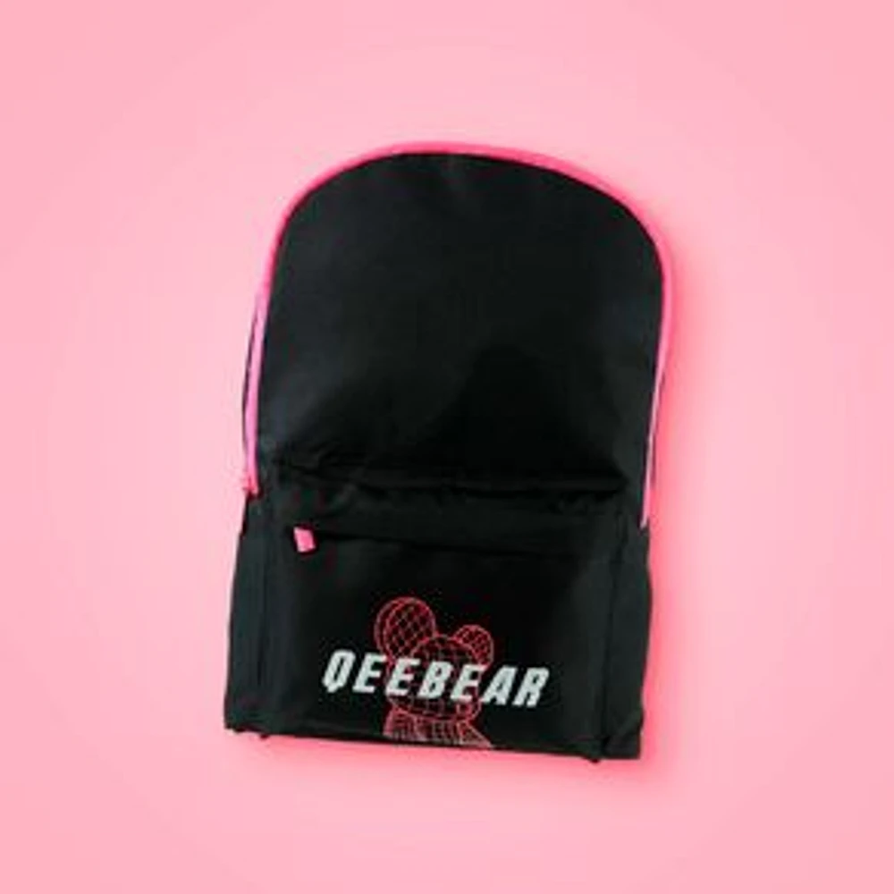 Mochila Casual Qee Bear 100% Poliéster Negra 38x27x13 cm