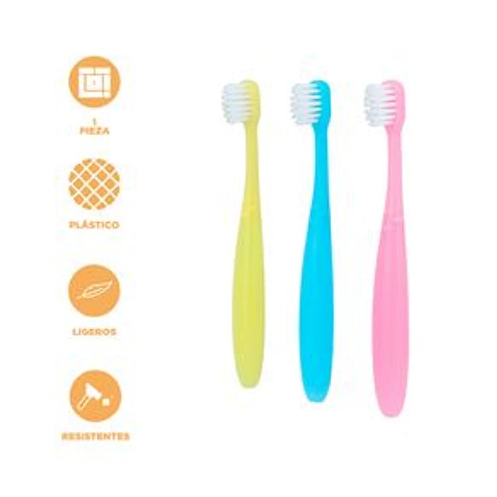 Set Cepillo De Dientes Infantil Silicona Multicolor 13 cm 3 Piezas