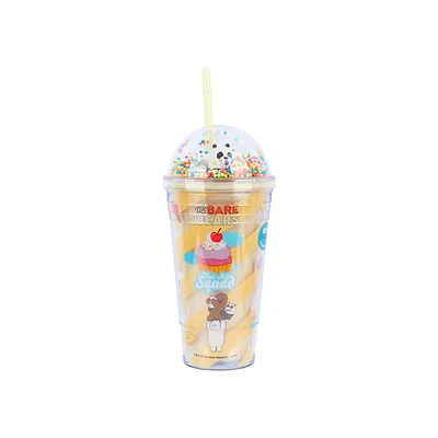 Vaso Con Tapa Y Popote We Bare Bears Panda Plástico Amarillo 480 ml