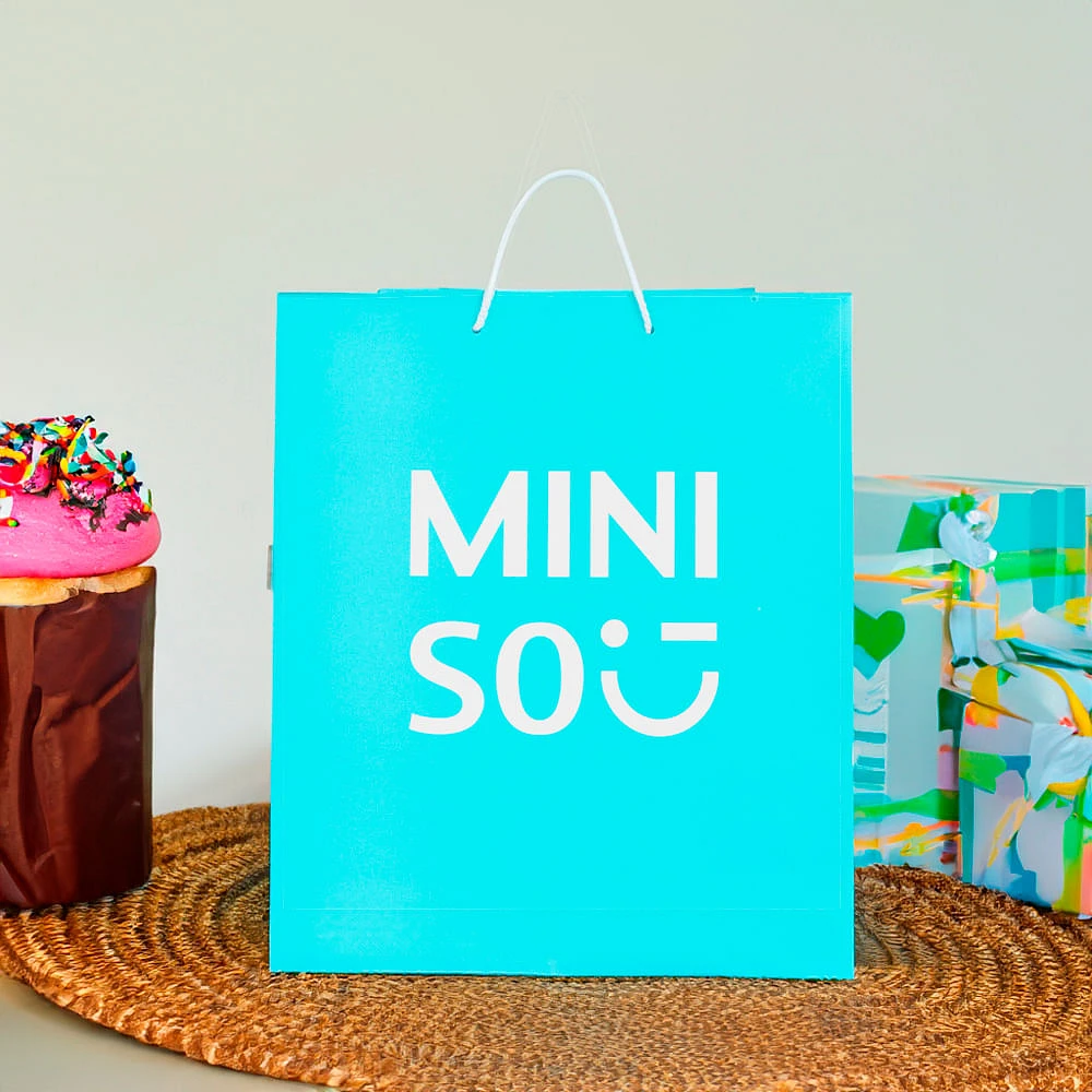 Bolsa De Regalo Miniso Papel Aqua 35x16x35 cm