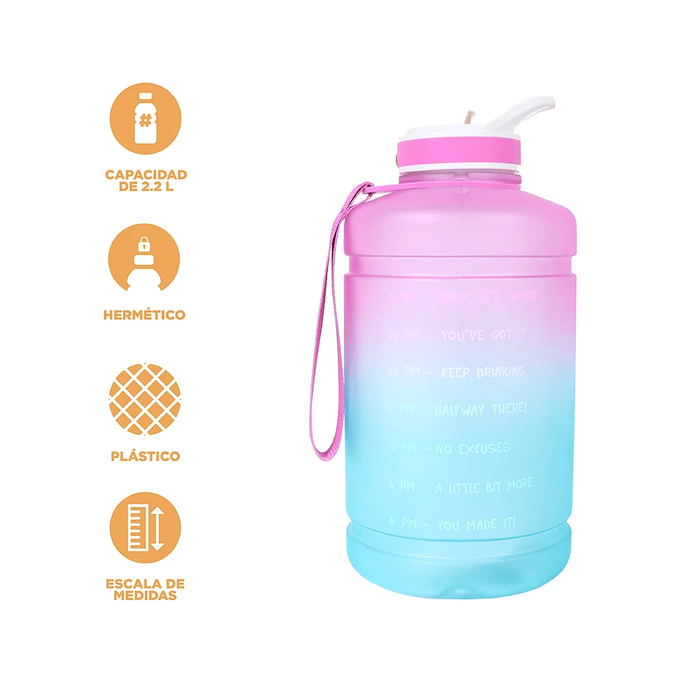 Cilindro Motivacional Degradado Plástico Azul Y Rosa 2.2 L