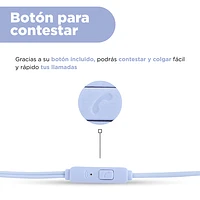 Audífonos De Cable Con Comando Manos Libres 3.5 mm Azules 120 cm