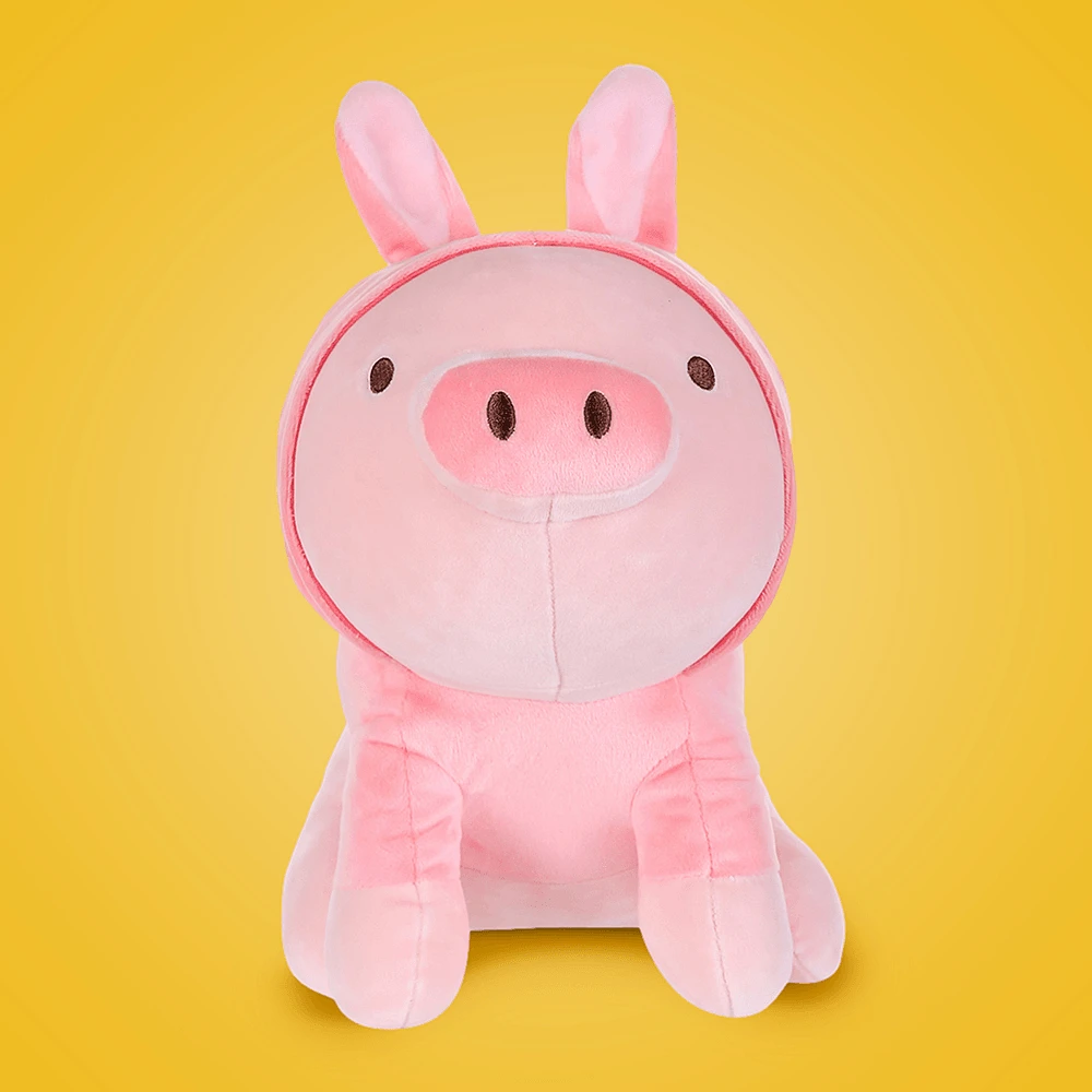 Peluche Con Capucha Miniso Cerdito Felpa Rosa 23x20x27 cm