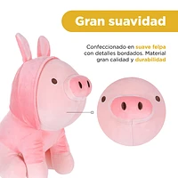 Peluche Con Capucha Miniso Cerdito Felpa Rosa 23x20x27 cm