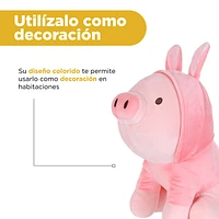 Peluche Con Capucha Miniso Cerdito Felpa Rosa 23x20x27 cm