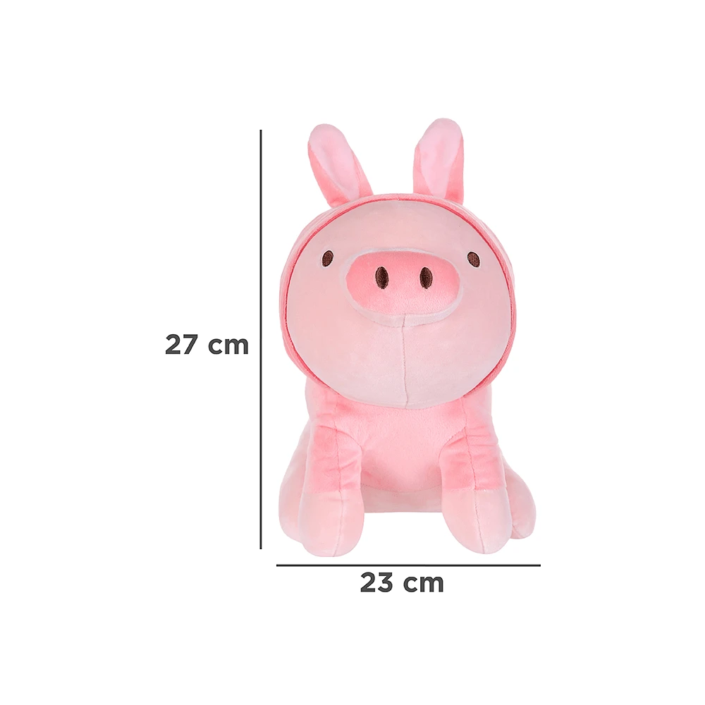 Peluche Con Capucha Miniso Cerdito Felpa Rosa 23x20x27 cm