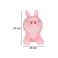 Peluche Con Capucha Miniso Cerdito Felpa Rosa 23x20x27 cm