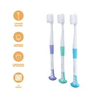 Set Cepillo De Dientes Con Limpiadores De Lengua 0.18 mm 3 Piezas