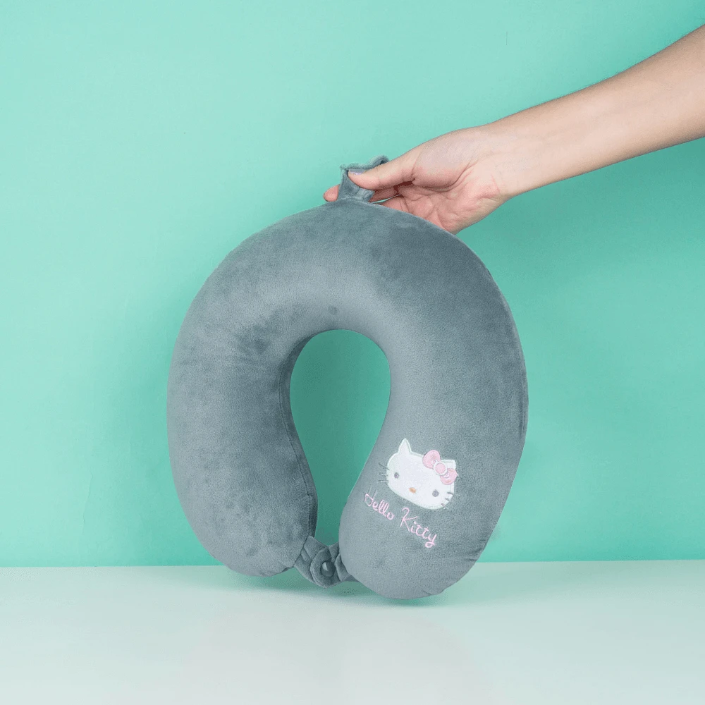 Almohada De Viaje Sanrio Hello Kitty Memory Foam Gris 30x28 cm