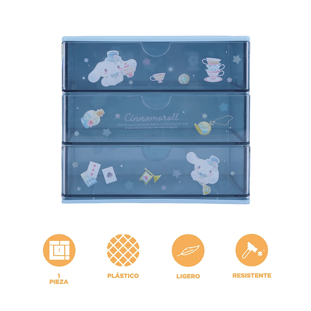 Organizador De Escritorio Sanrio Cinnamoroll Con Cajones Sintético Azul 17x11x15 cm