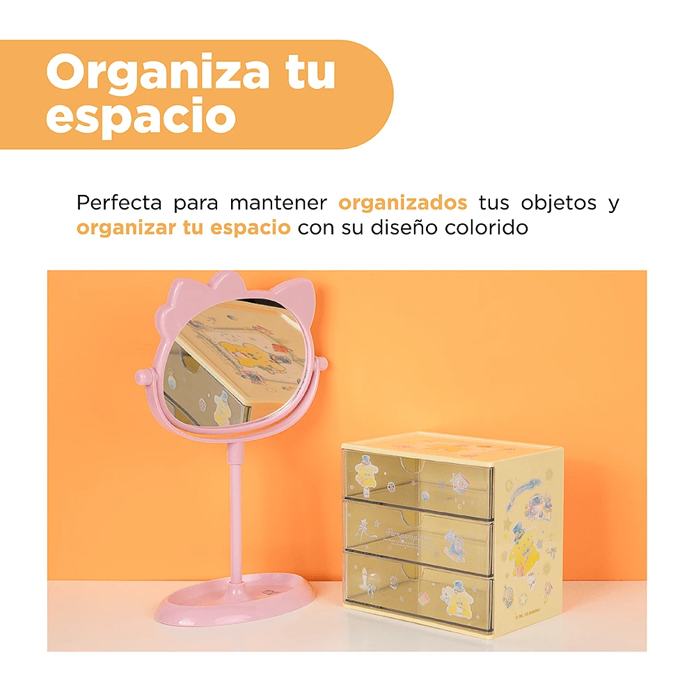 Organizador De Escritorio Sanrio Pompompurin Con Cajones Sintético Amarillo 17x11x15 cm