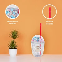 Vaso Con Tapa Y Popote Sanrio Pompompurin Doble Capa Plástico 435 ml