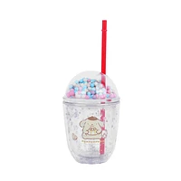 Vaso Con Tapa Y Popote Sanrio Pompompurin Doble Capa Plástico 435 ml