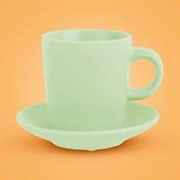 Taza Con Plato Cerámica Verde 90 ml