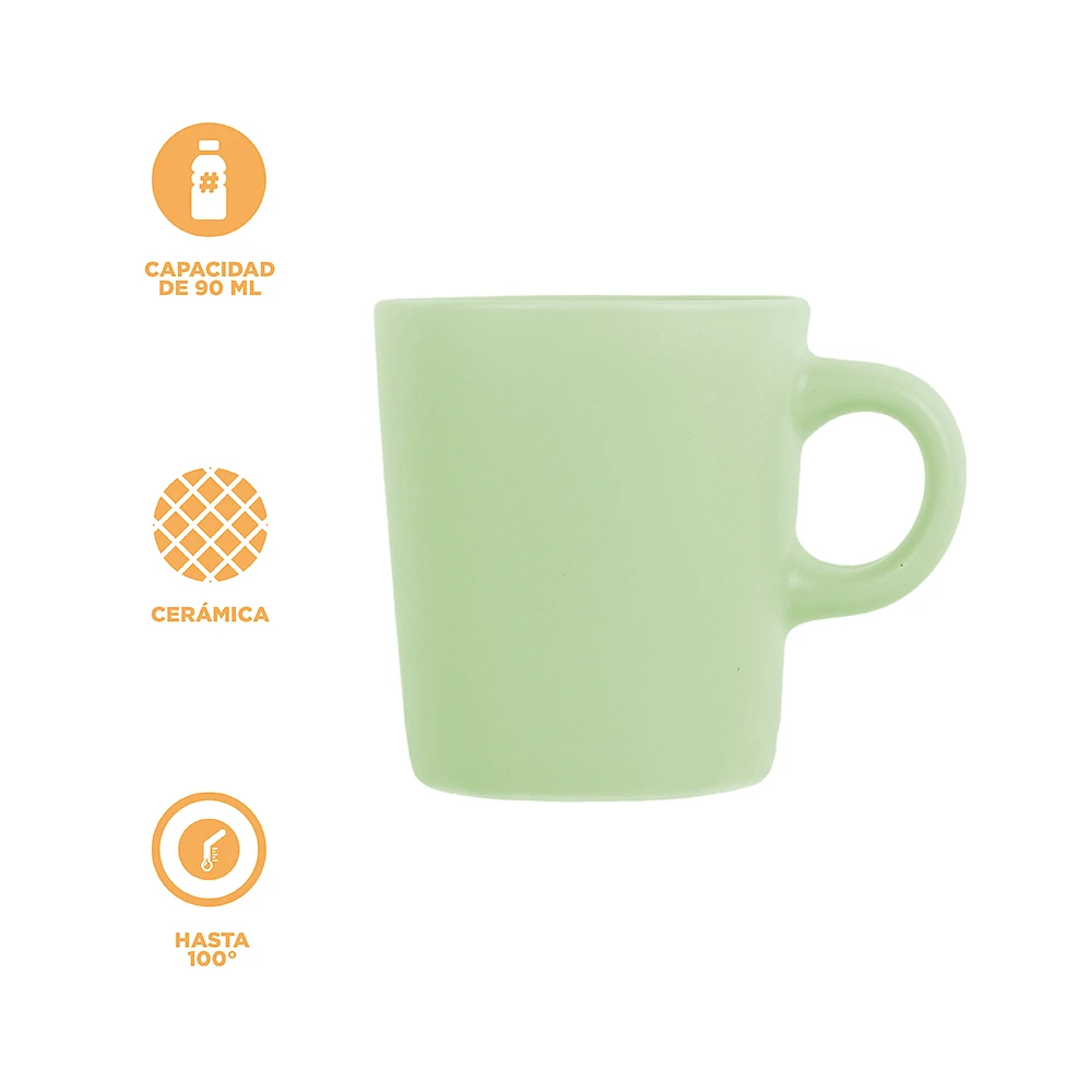 Taza Con Plato Cerámica Verde 90 ml