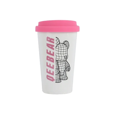 Vaso Con Tapa Qee Bear Cerámica Blanco 400 ml