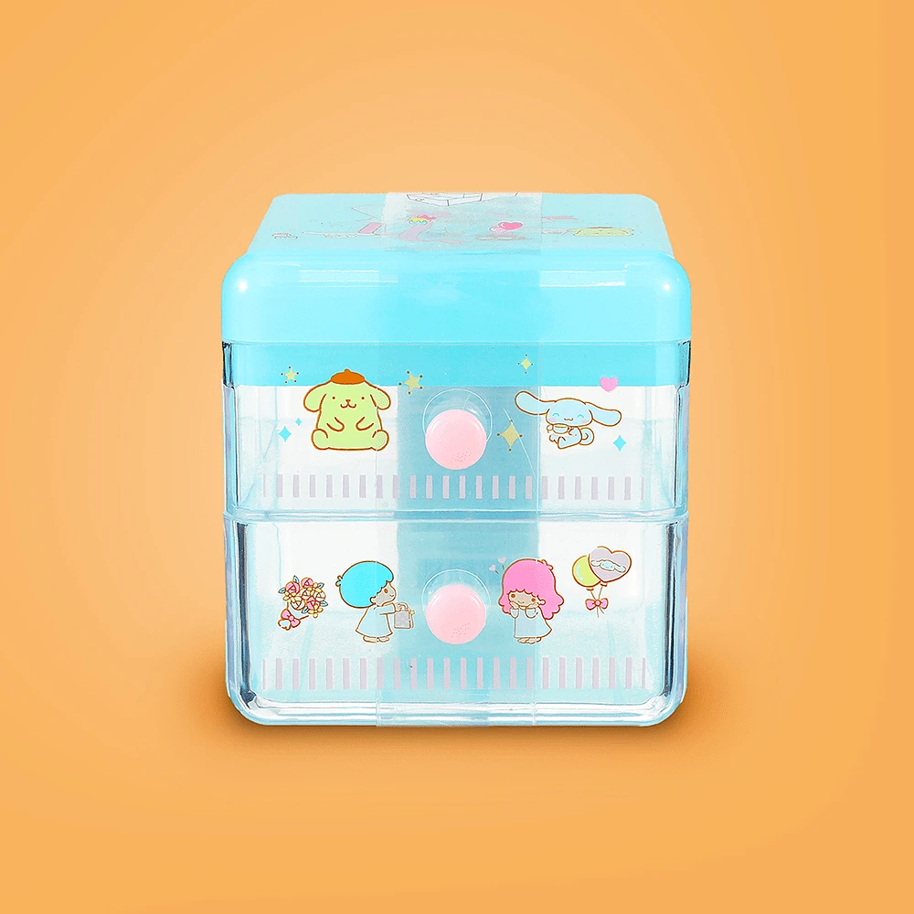 Organizador De Escritorio Sanrio Con Cajones Sintético Azul 11.5x11.5x12 cm