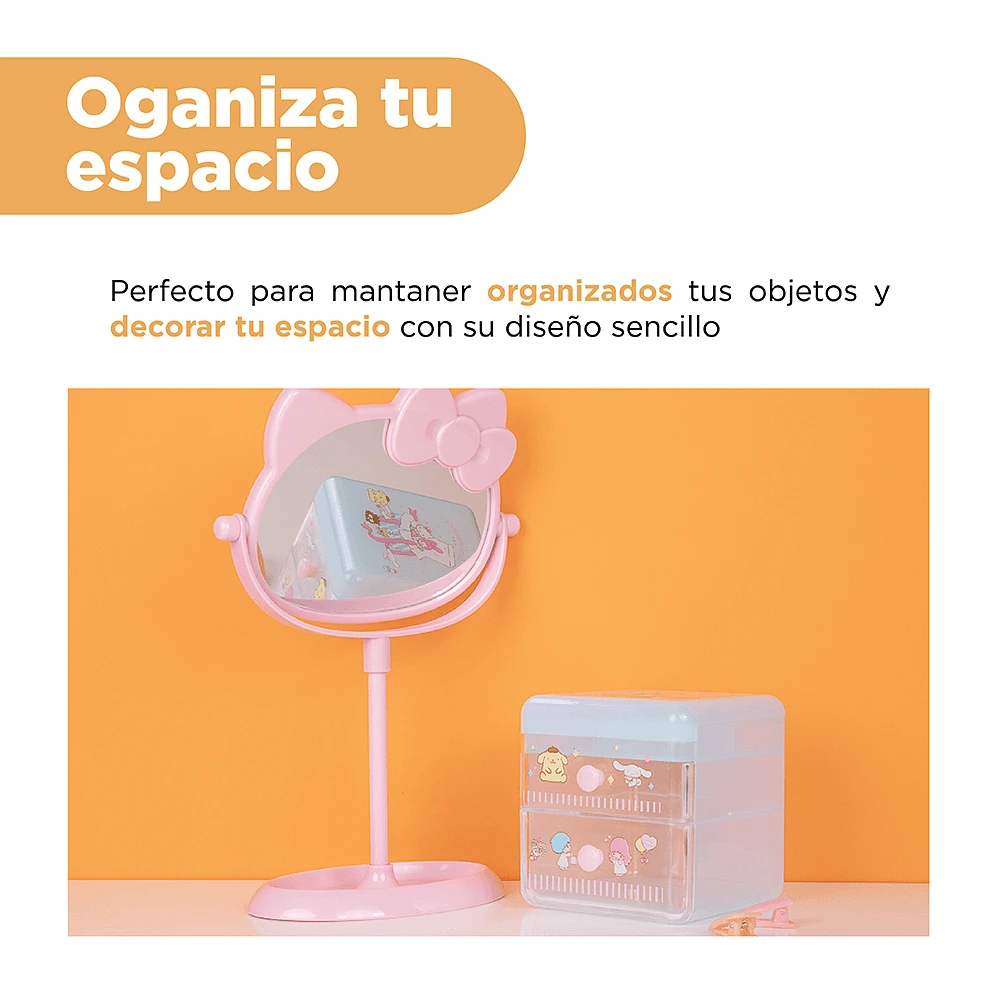 Organizador De Escritorio Sanrio Con Cajones Sintético Azul 11.5x11.5x12 cm