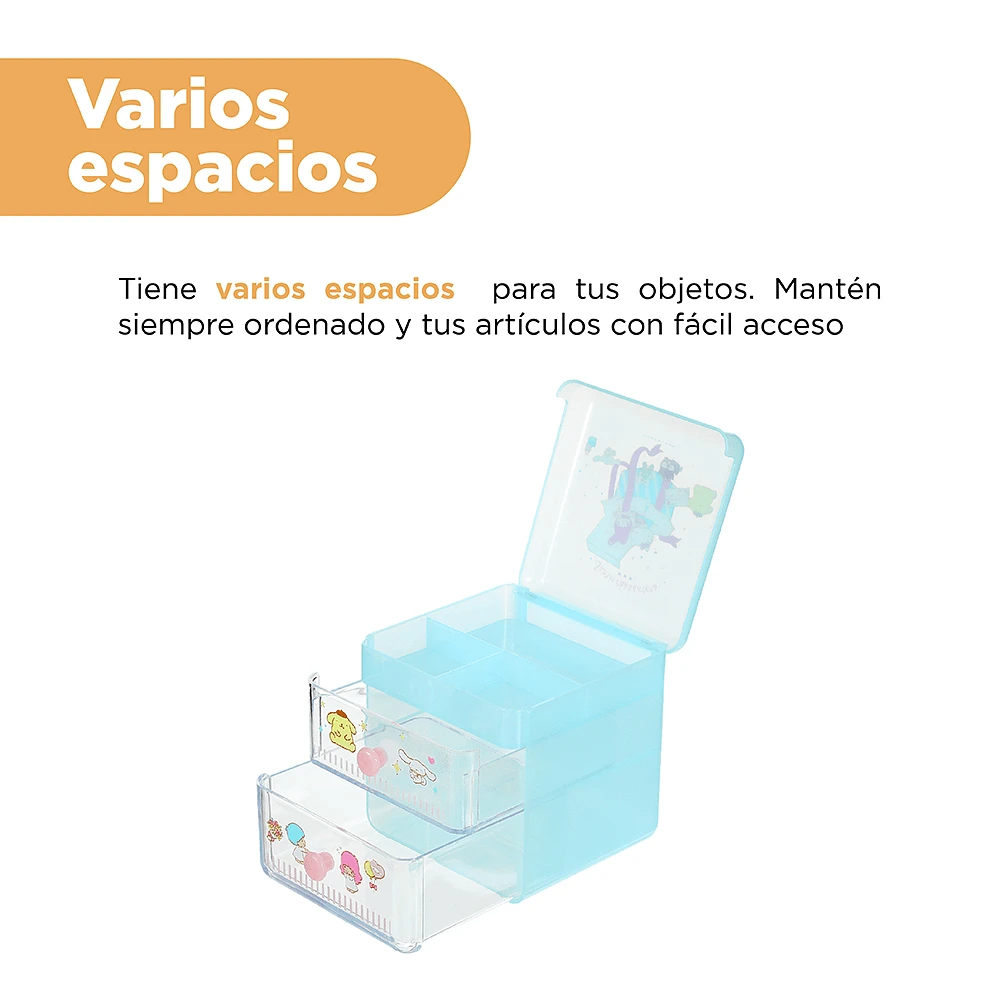 Organizador De Escritorio Sanrio Con Cajones Sintético Azul 11.5x11.5x12 cm