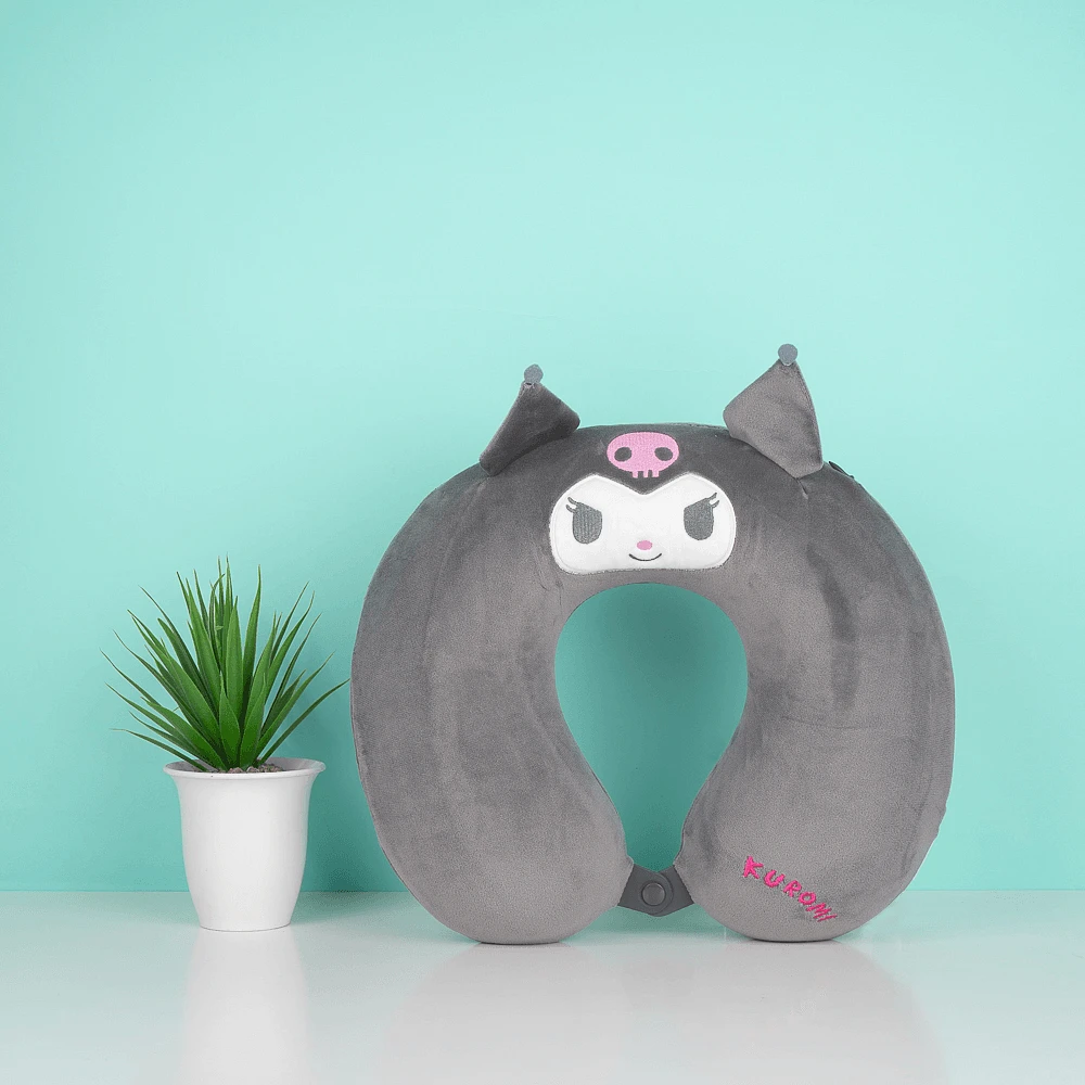 Almohada De Viaje Sanrio Kuromi Memory Foam Gris 32x30 cm