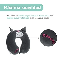 Almohada De Viaje Sanrio Kuromi Memory Foam Gris 32x30 cm