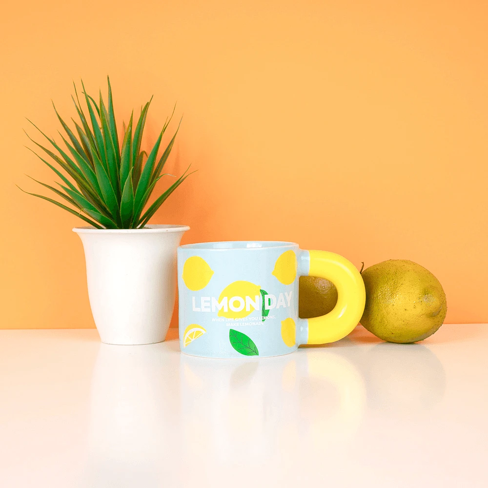 Taza Lemon Day Cerámica Azul 290 ml