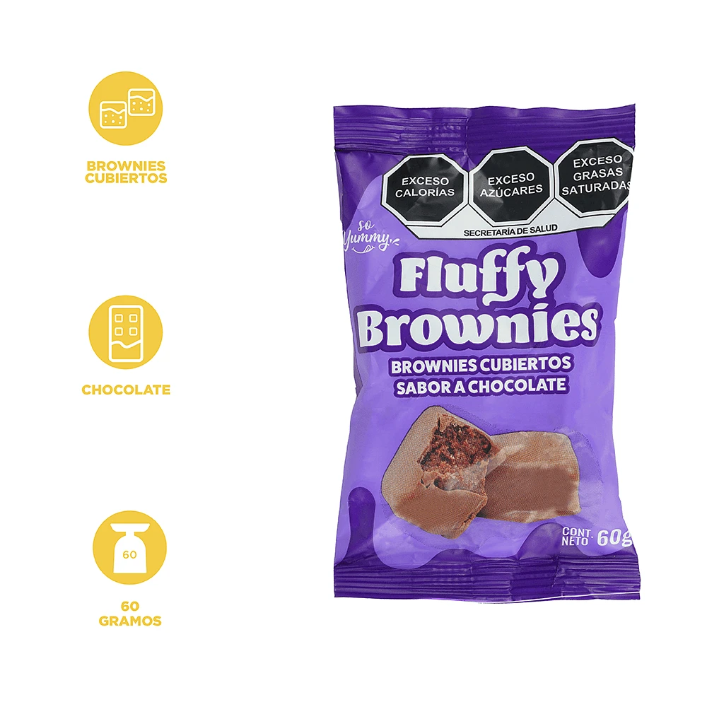 Fluffy Brownies Cubiertos Con Chocolate 60 gr