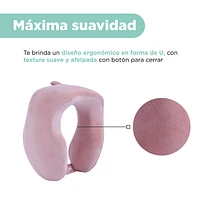 Almohada De Viaje Con Bordes Levantados Memory Foam Rosa 24x27 cm