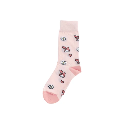 Calcetines Para Mujer Sanrio My Melody 55% Algodón, 38% Poliéster, 4% Poliamida, 3% Elastano Rosas 24-26