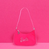 Bolso De Hombro Barbie Tipografía De Pedrería 100% Poliéster Rosa 22x5x15 cm