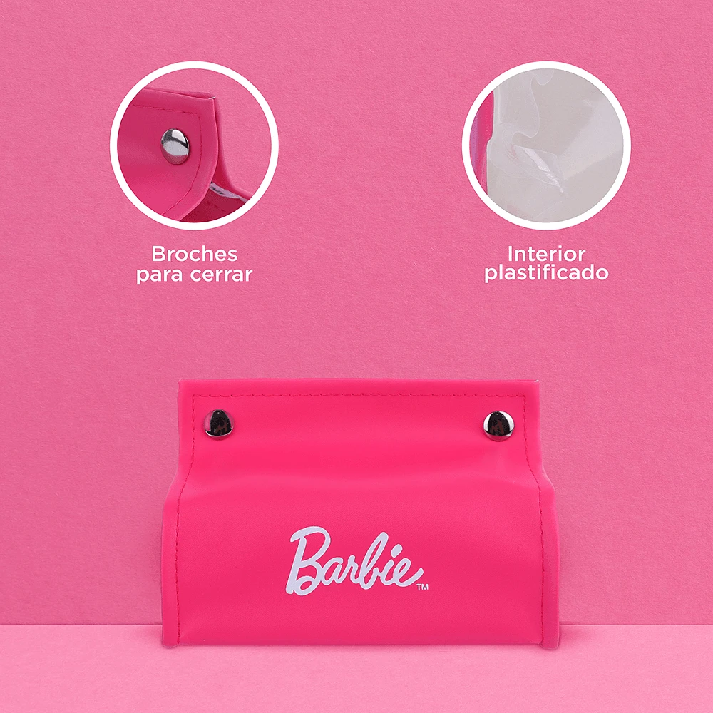 Funda Para Caja De Pañuelos Barbie PVC Rosa 18x11x15 cm