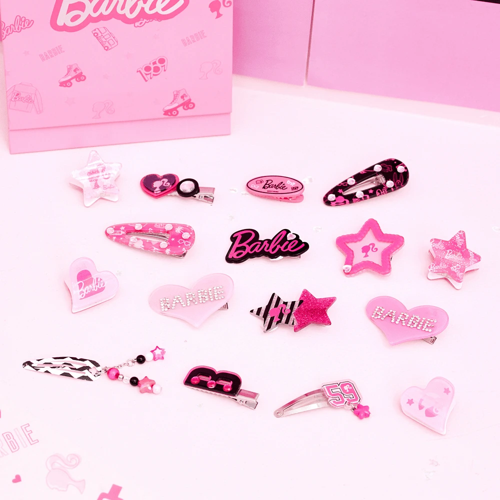 Set Broches Para Cabello Barbie En Forma De Corazón Sintéticos Rosas 5.5x4 cm 2 Piezas