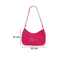 Bolso De Hombro Barbie Tipografía De Pedrería 100% Poliéster Rosa 22x5x15 cm