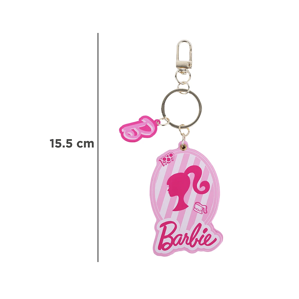 Llavero Barbie Con Espejo Sintético Rosa 15.5 cm