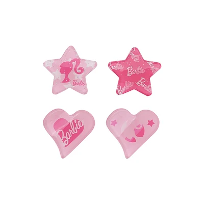 Set Mini Pinzas Para Cabello Barbie Sintéticas Rosas 3.3x3 cm 4 Piezas